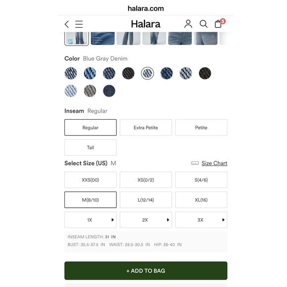 Halara Elastic Waist Jeans, Size Med 8-10 (Runs Large) Blue Gray Denim Wide Leg - Picture 6 of 9